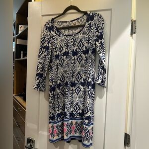 Lilly Pulitzer Blue and White Printed Jersey Dress